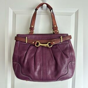 Coach purple leather Hampton shoulder bag with gold hardware EUC